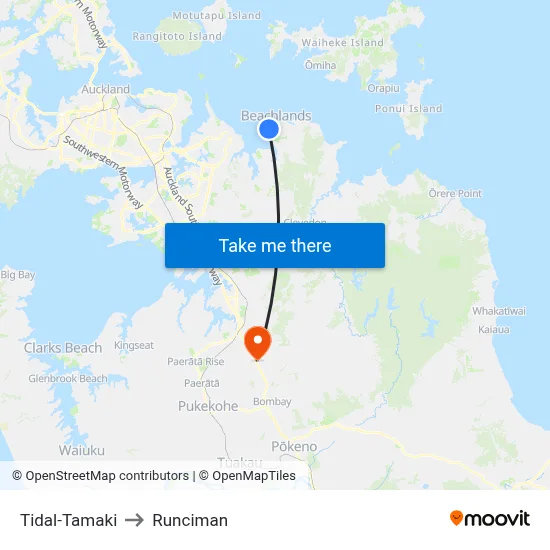 Tidal-Tamaki to Runciman map