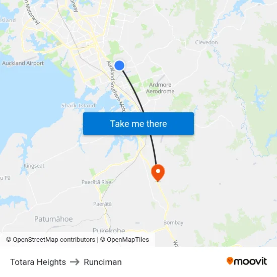 Totara Heights to Runciman map