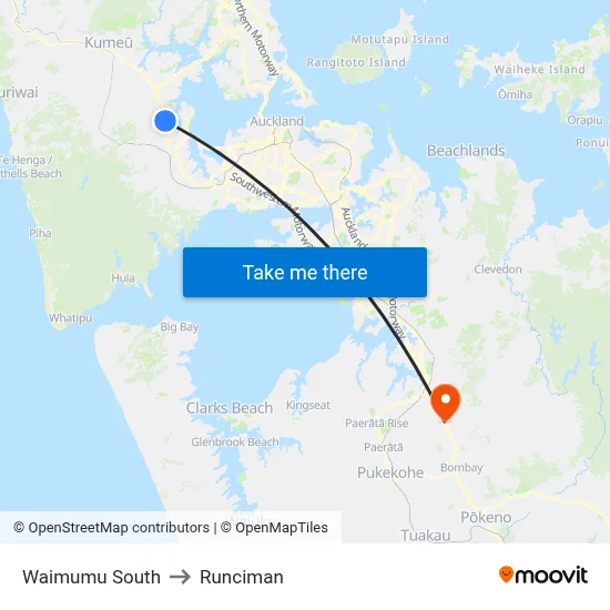 Waimumu South to Runciman map