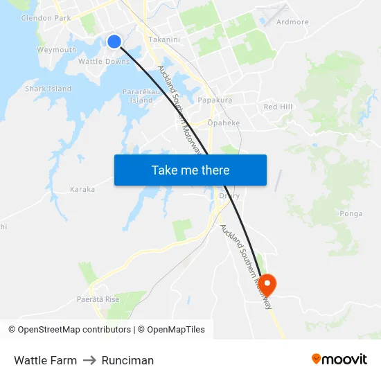Wattle Farm to Runciman map