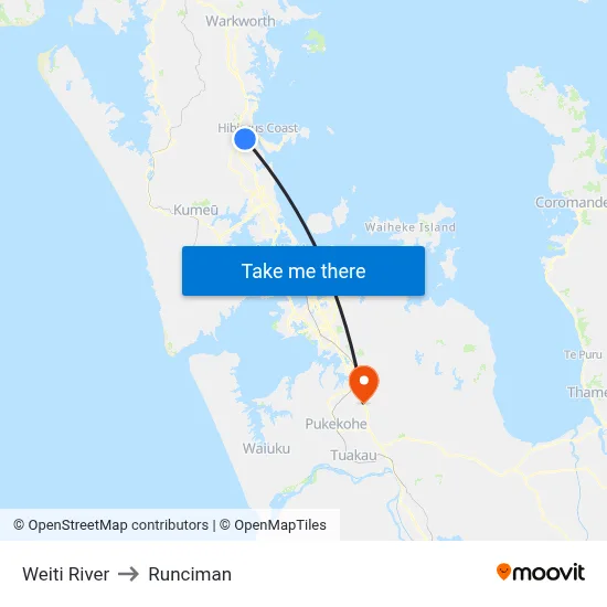 Weiti River to Runciman map
