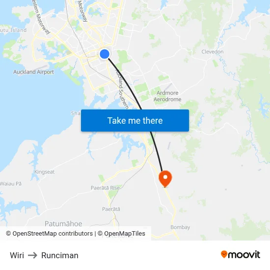 Wiri to Runciman map