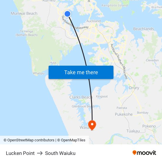 Lucken Point to South Waiuku map