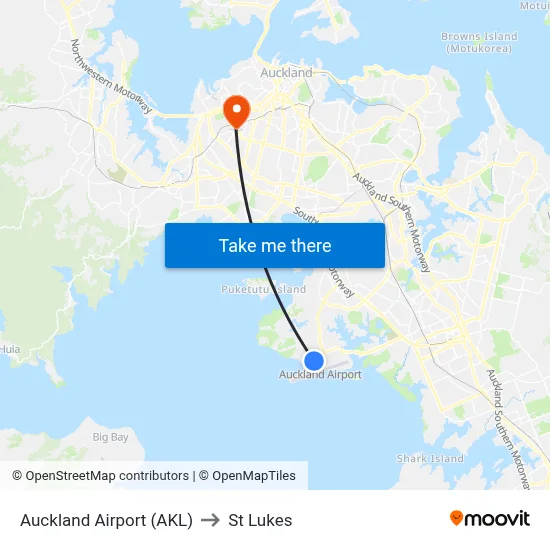Auckland Airport (AKL) to St Lukes map