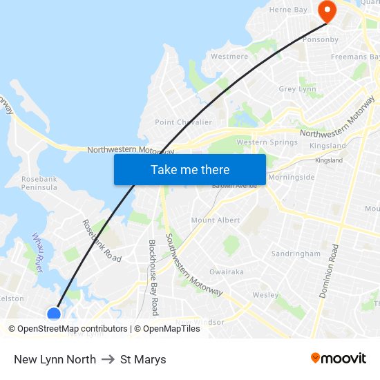 New Lynn North to St Marys map