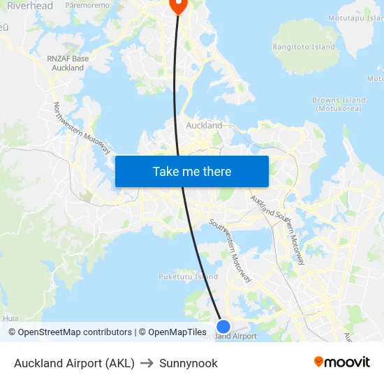 Auckland Airport (AKL) to Sunnynook map