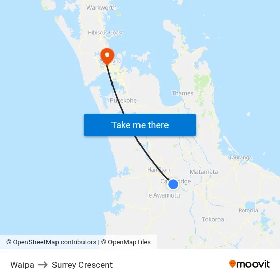 Waipa to Surrey Crescent map