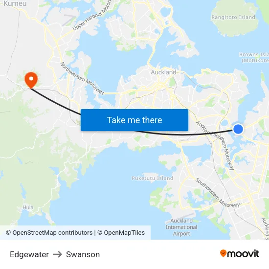 Edgewater to Swanson map