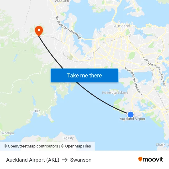 Auckland Airport (AKL) to Swanson map