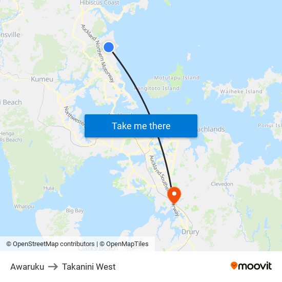 Awaruku to Takanini West map