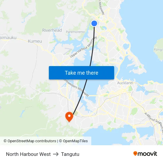 North Harbour West to Tangutu map