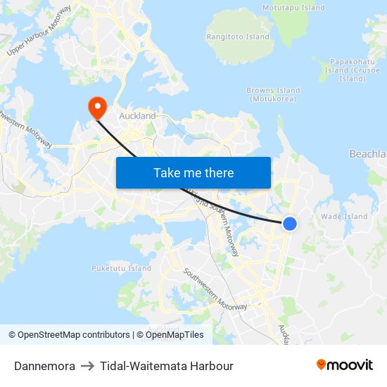 Dannemora to Tidal-Waitemata Harbour map