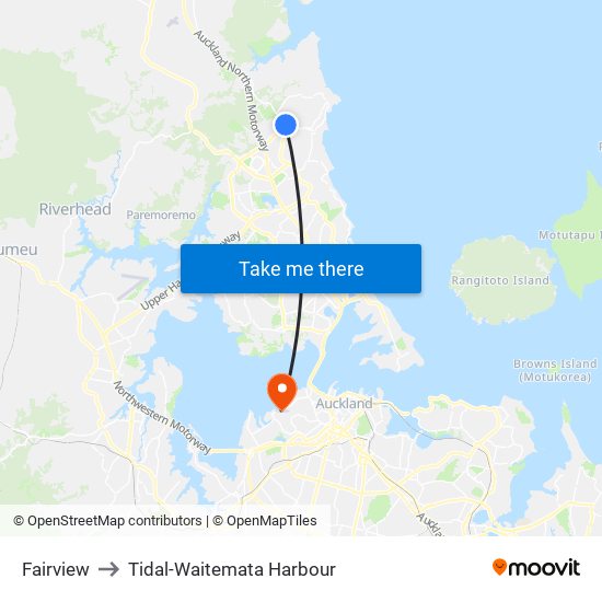 Fairview to Tidal-Waitemata Harbour map