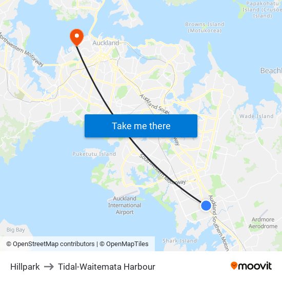 Hillpark to Tidal-Waitemata Harbour map