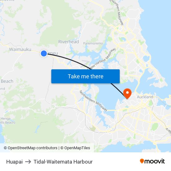 Huapai to Tidal-Waitemata Harbour map