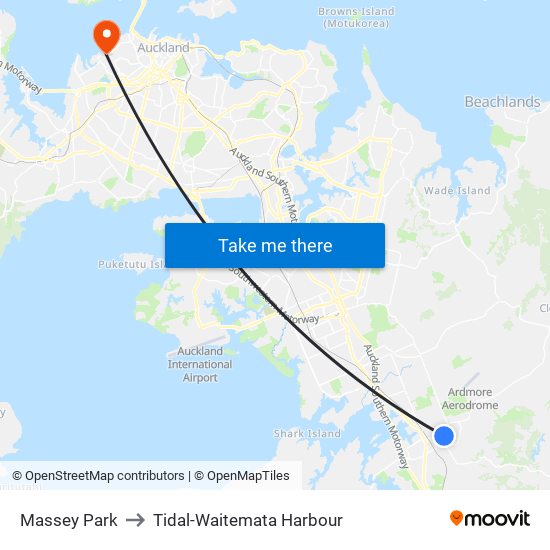 Massey Park to Tidal-Waitemata Harbour map