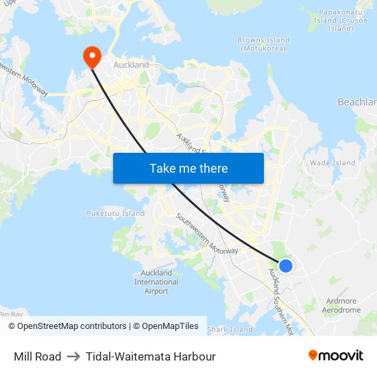 Mill Road to Tidal-Waitemata Harbour map