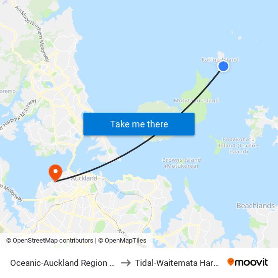 Oceanic-Auckland Region East to Tidal-Waitemata Harbour map