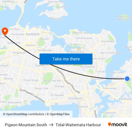 Pigeon Mountain South to Tidal-Waitemata Harbour map