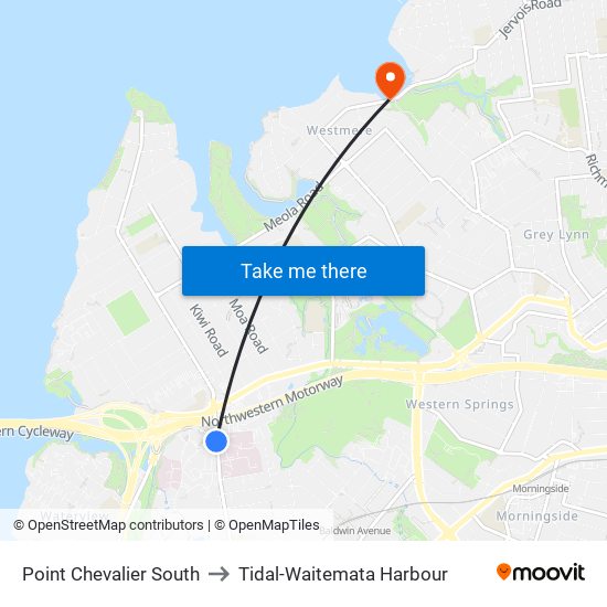 Point Chevalier South to Tidal-Waitemata Harbour map