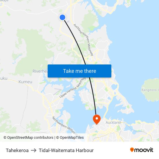 Tahekeroa to Tidal-Waitemata Harbour map