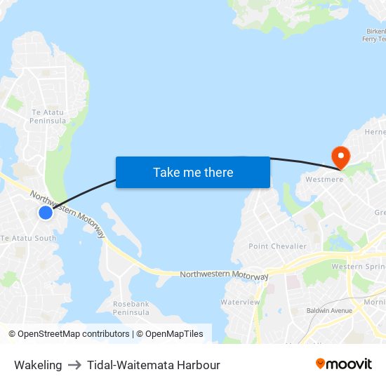 Wakeling to Tidal-Waitemata Harbour map