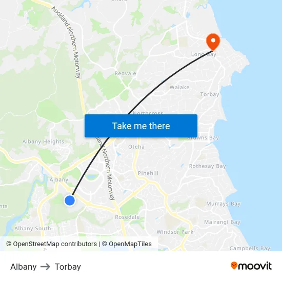 Albany to Torbay map