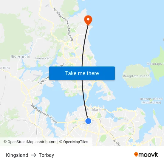 Kingsland to Torbay map