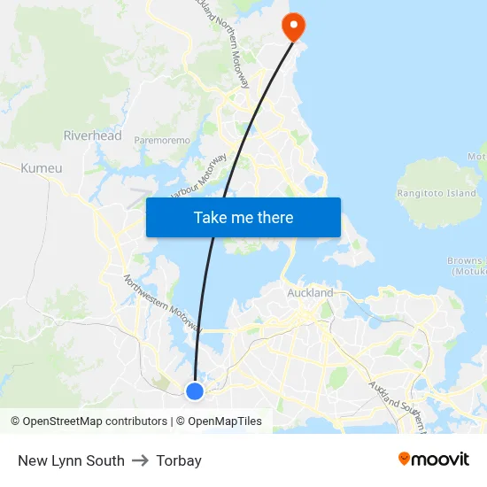 New Lynn South to Torbay map