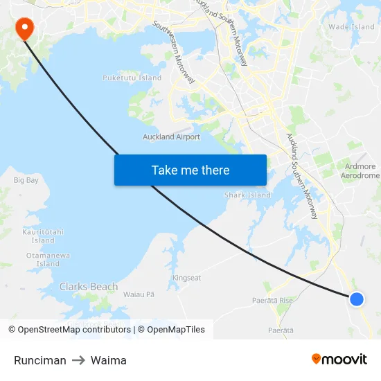 Runciman to Waima map