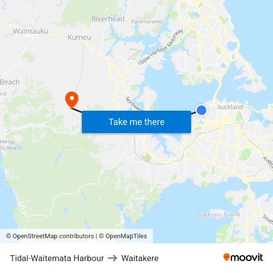 Tidal-Waitemata Harbour to Waitakere map
