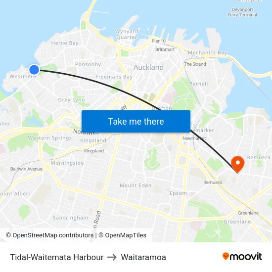 Tidal-Waitemata Harbour to Waitaramoa map