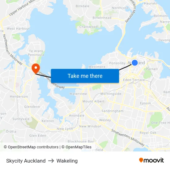 Skycity Auckland to Wakeling map