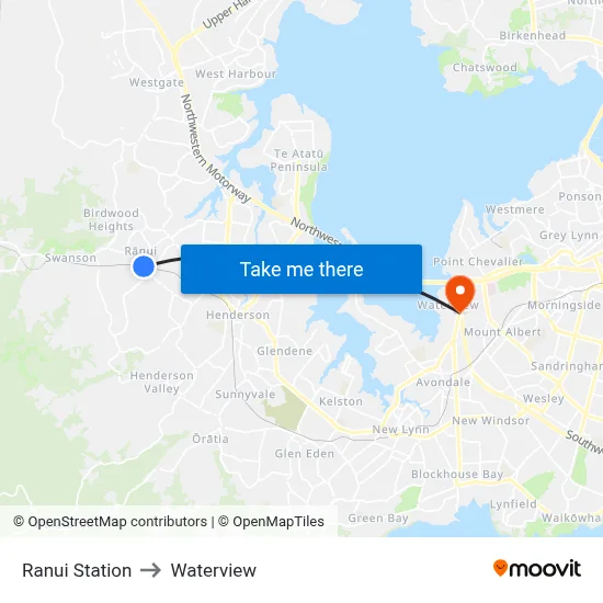 Ranui Station to Waterview map