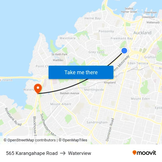 565 Karangahape Road to Waterview map