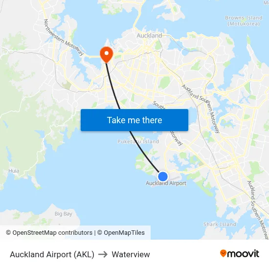 Auckland Airport (AKL) to Waterview map