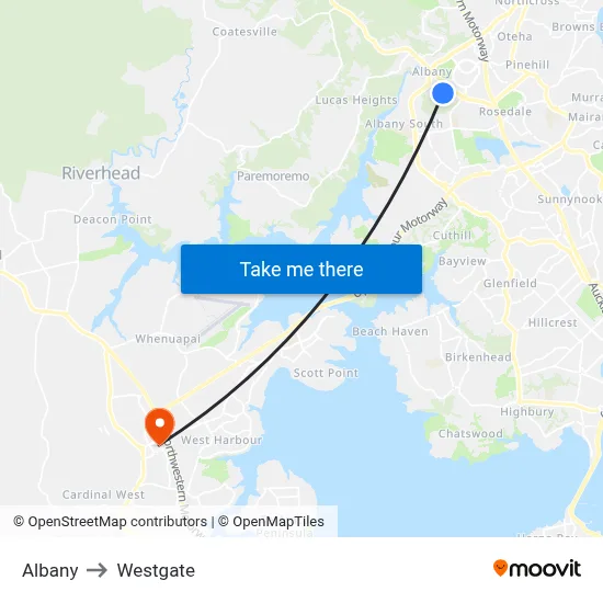 Albany to Westgate map