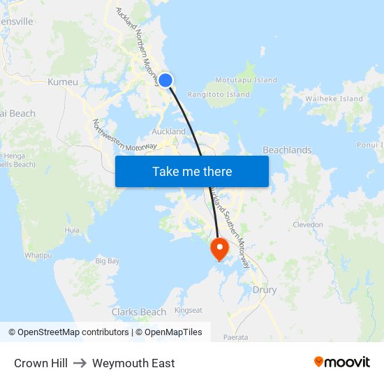 Crown Hill to Weymouth East map