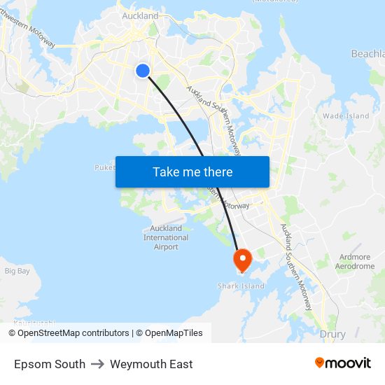 Epsom South to Weymouth East map