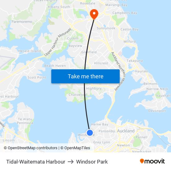 Tidal-Waitemata Harbour to Windsor Park map