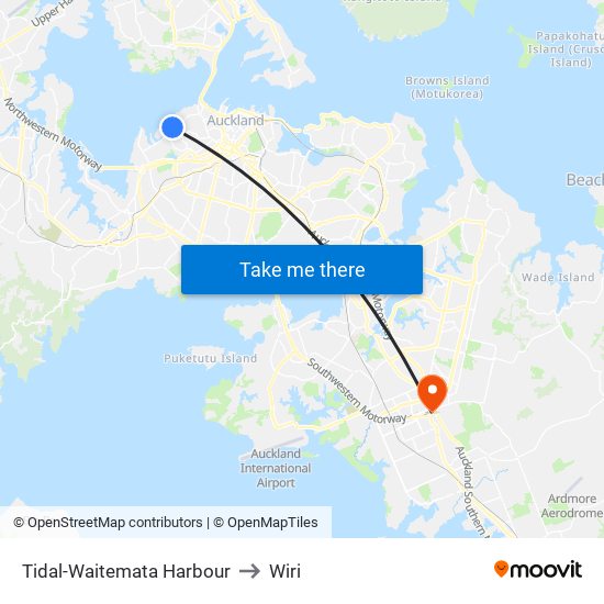 Tidal-Waitemata Harbour to Wiri map