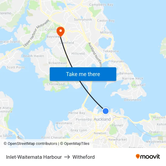 Inlet-Waitemata Harbour to Witheford map