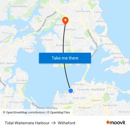 Tidal-Waitemata Harbour to Witheford map