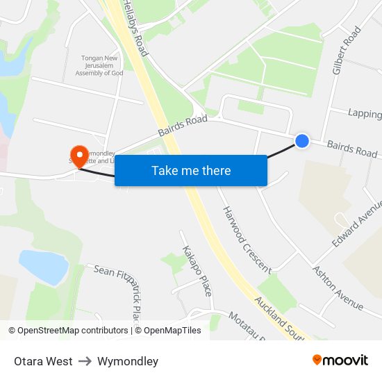 Otara West to Wymondley map