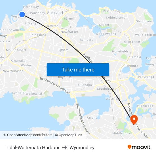 Tidal-Waitemata Harbour to Wymondley map