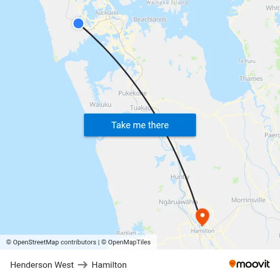 Henderson West to Hamilton map