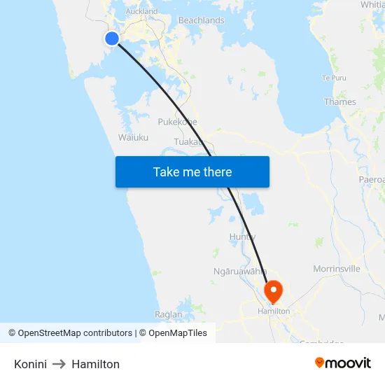 Konini to Hamilton map