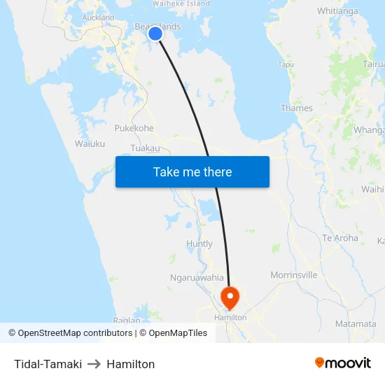 Tidal-Tamaki to Hamilton map