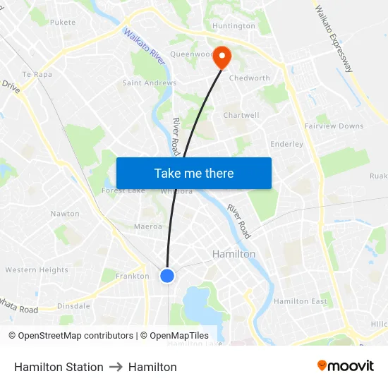 Hamilton Station to Hamilton map