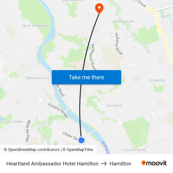 Heartland Ambassador Hotel Hamilton to Hamilton map